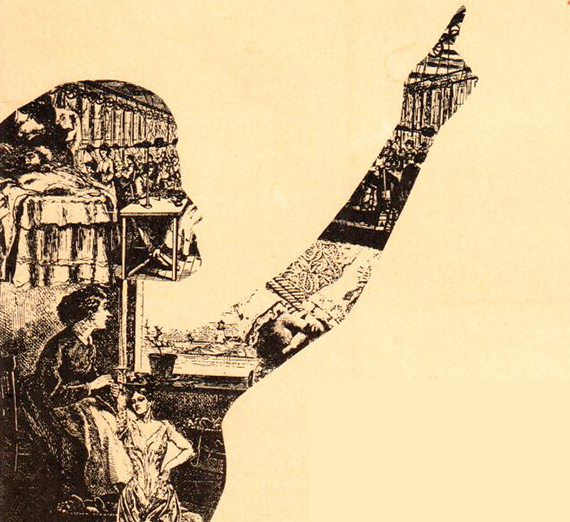 black and white image of women in the New York suffrage parade of the early 1900s